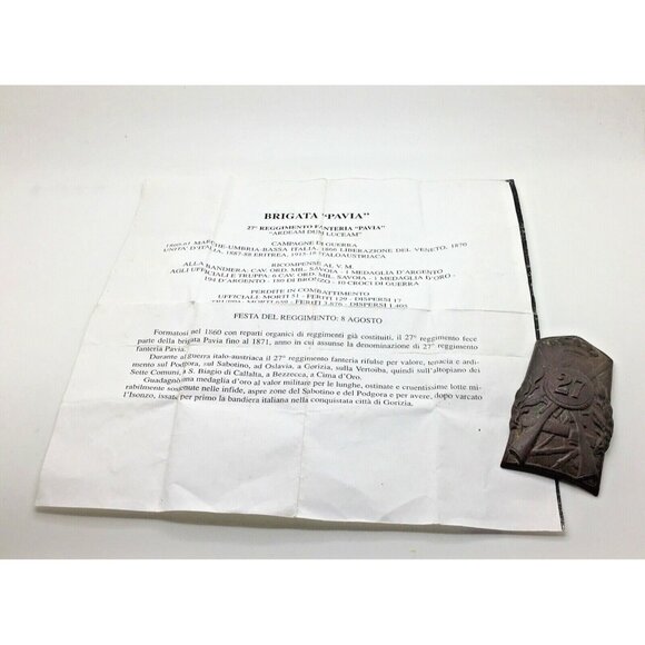 Italy Italian Brigade Pavia 27 No. Regiment Cap Hat Badge - Picture 1 of 3